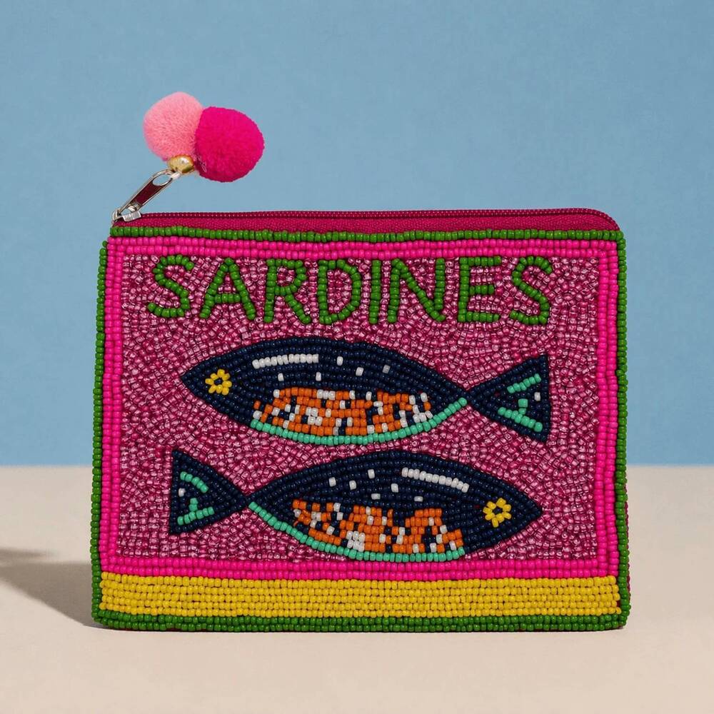 NEW ALWAYS AMALFI women's sardine beaded coin purse in multicolor